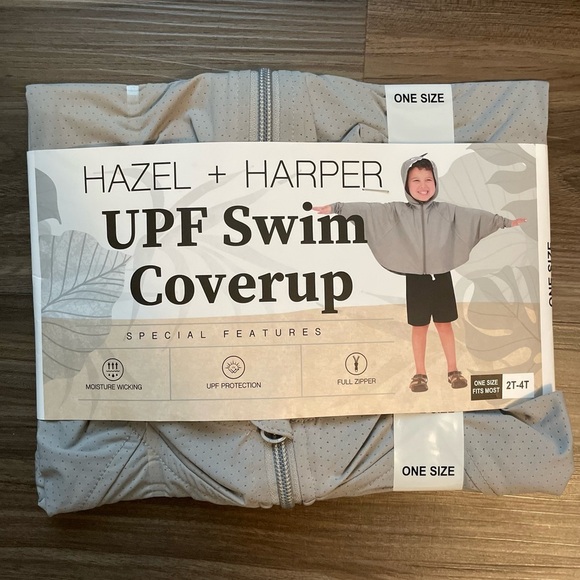 Hazel+Harper Kids Gray Shark UPF Swim Coverup OS -NWT - Picture 1 of 4